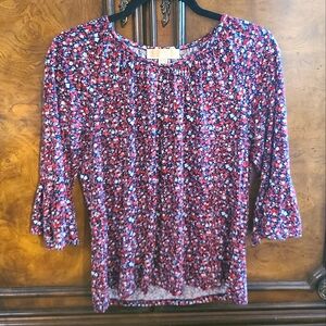 MICHAEL Michael Kors Flutter Sleeve Multi-Colored Floral Blouse